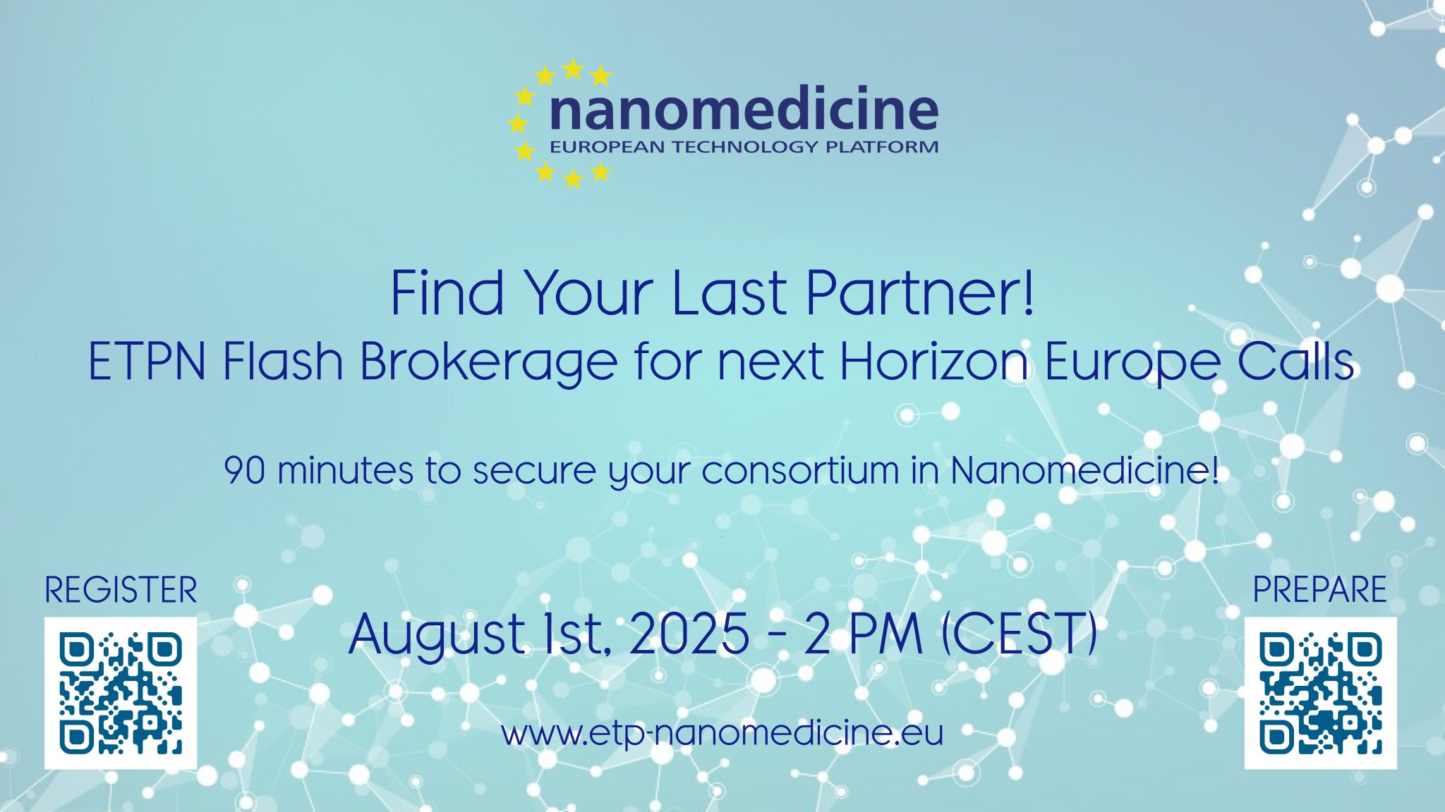 ETPN match-making: Find your last partner for the next EU calls on Nanomedicine